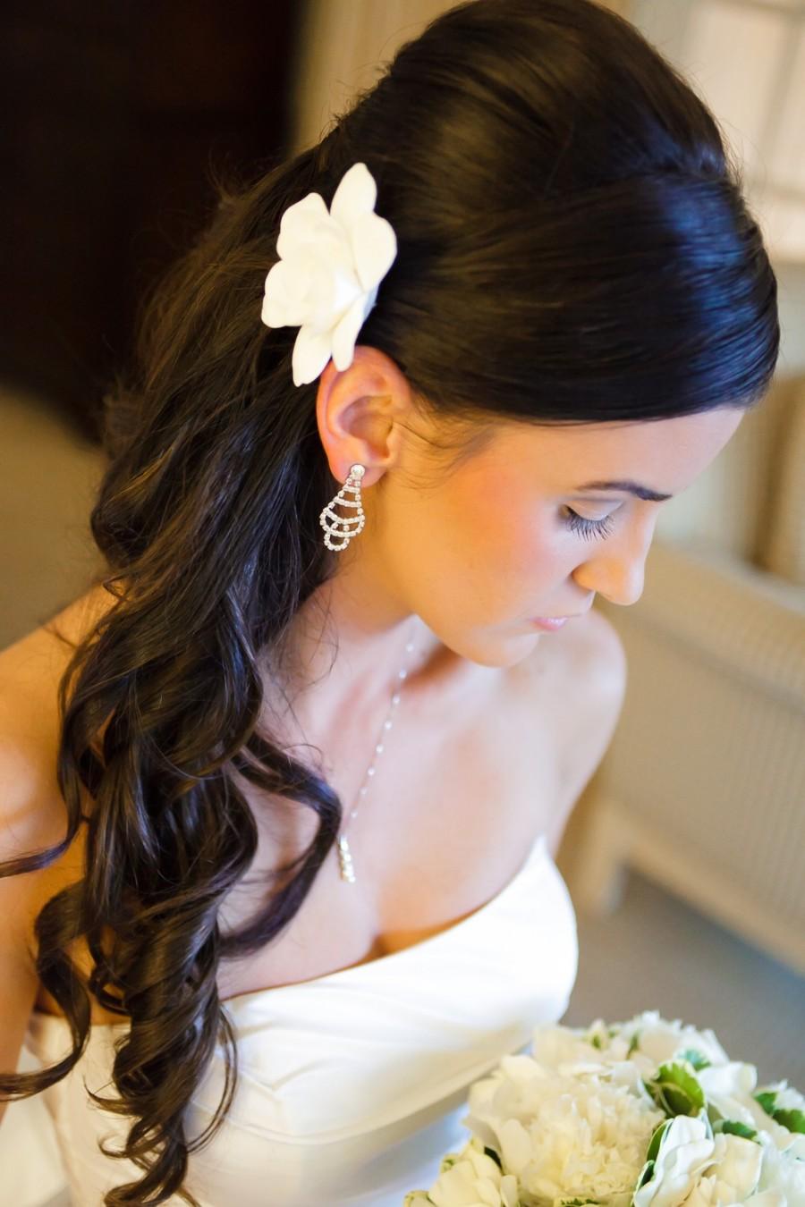 Wedding - Ready to Ship - The Original Gardenia Hair Flower for Weddings as seen in Southern Weddings  Magazine in Antique White with Alligator Clip