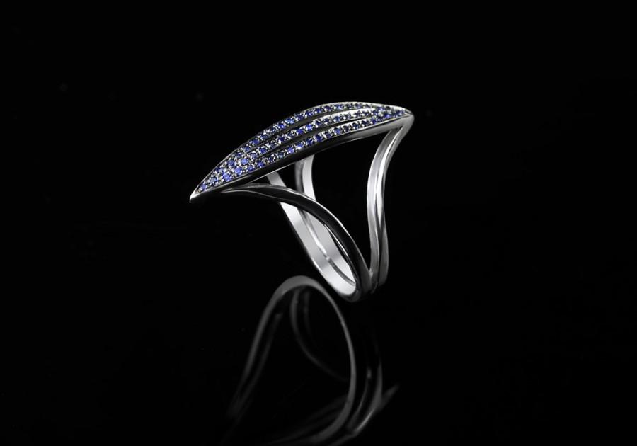 زفاف - Saphire Silver Ring  , Handmade Silver Ring For Women , Jewelry gift , RS-1033