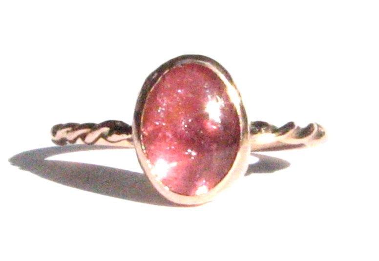 زفاف - Pink Tourmaline & Solid 14k Rose Gold Ring - Engagement Ring -Pink Ring- Stackable Ring -Gold Tourmaline- Thin Gold Ring - Rustic -Romantic.