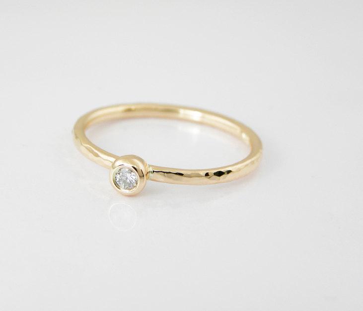 Mariage - Diamond  Ring - Simple Engagement Ring - 18k Solid Gold
