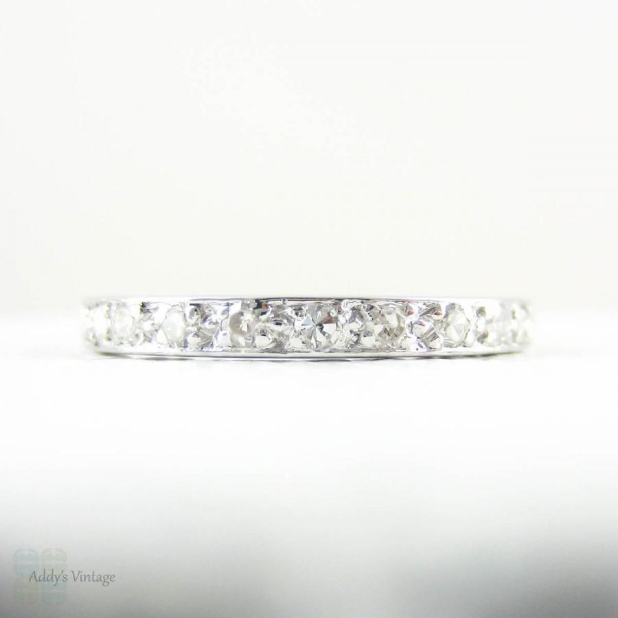 Wedding - Platinum Diamond Eternity Ring, Art Deco Full Hoop Diamond Wedding Ring, Bead Set Diamonds in Platinum. Circa 1920s, Size K.75 / 5.25.
