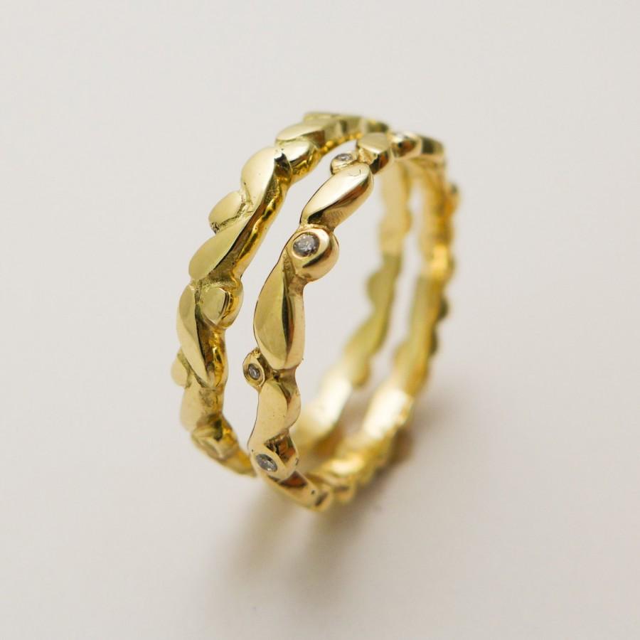زفاف - Stack engagement rings, wedding engagement rings set, Gold and diamonds stack rings, 14 karat solid gold stack rings, Delicate stack rings