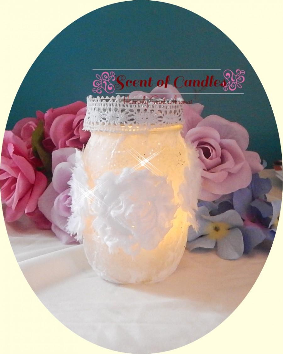 زفاف - Frosted Crystal Rosette Candle wedding, reception, home decor'
