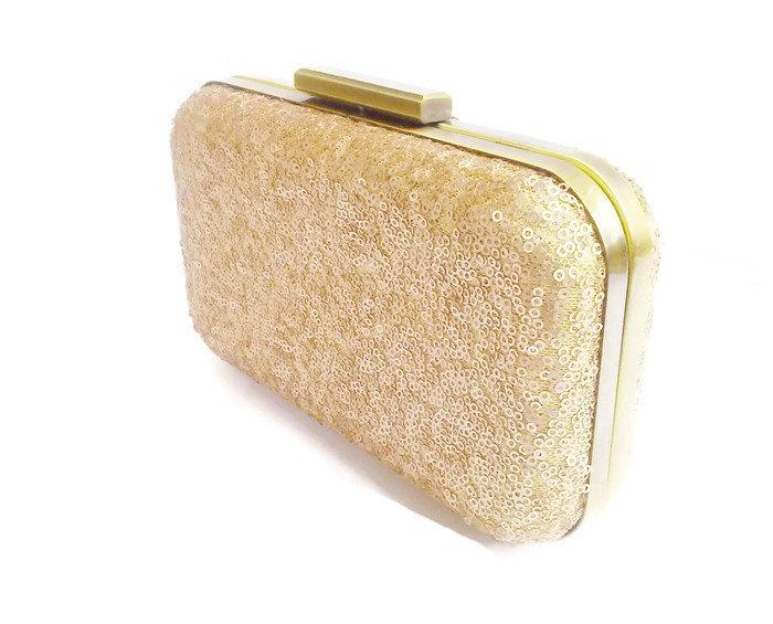 Mariage - sequin clutch, gold clutch, champagne clutch, sequin bridal accessories, sequins, sparkle, bridesmaid, weddings, bridal sequin, champagne
