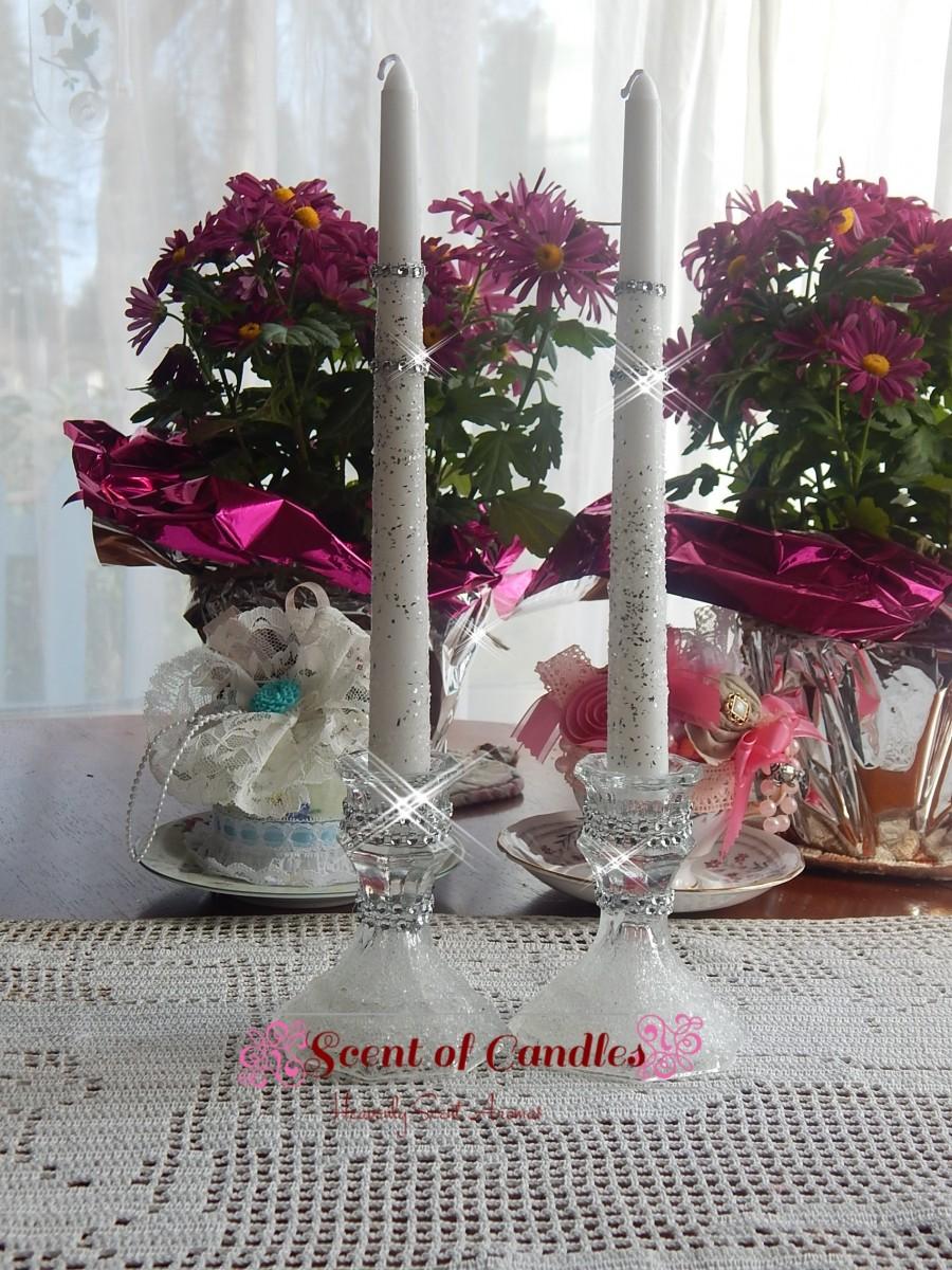 Свадьба - Crystal Frosted Candles & Candle Sticks wedding, wedding reception