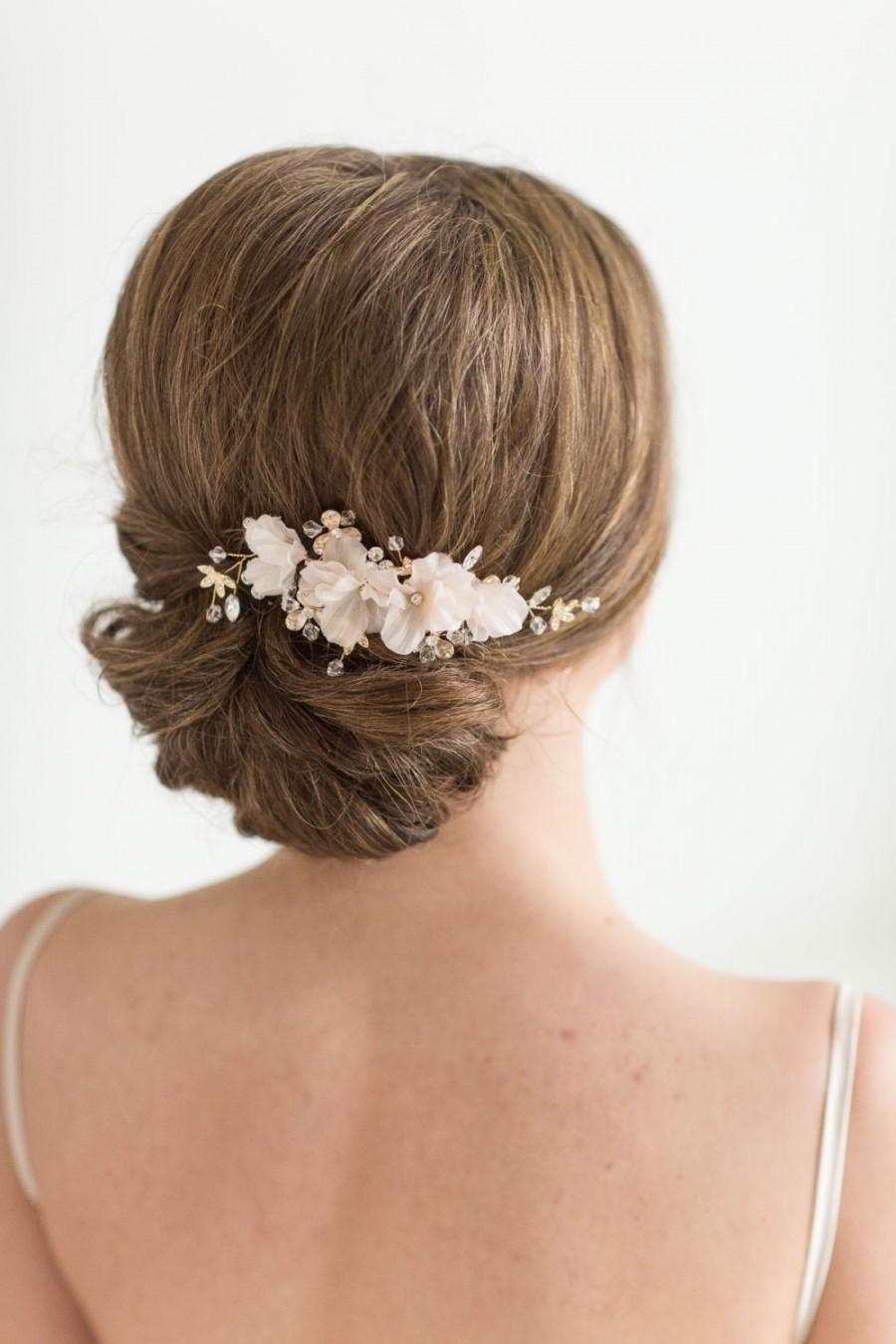 Hochzeit - Gold Bridal Hair comb, Wedding Head Piece, Rhinestone Hair comb, Wedding Hair Accessory