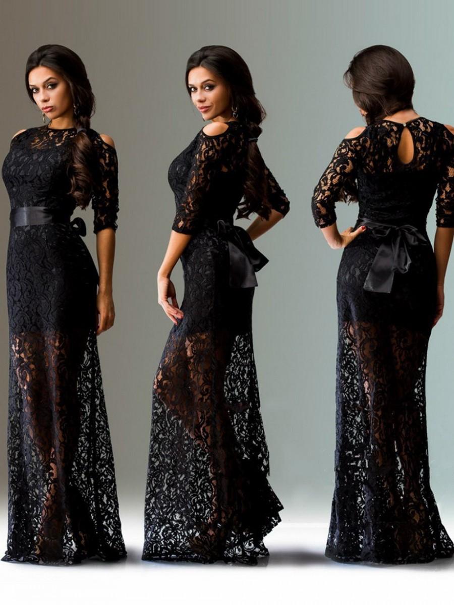 black lace gala dress