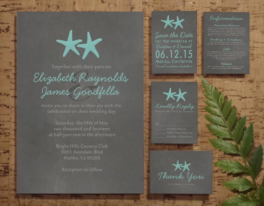 زفاف - Country Starfish Beach Wedding Invitation Set/Suite, Invitations/Printable Wedding Invitations/Invites, Save the date, Thank You Cards,PDF