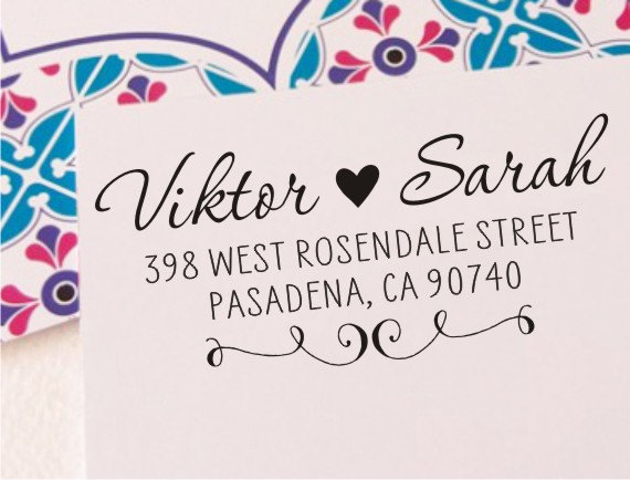 Wedding - Return Address Stamp - Self Inking Address Stamp or Wood Handled Stamp (034)