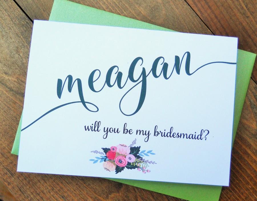Hochzeit - PERSONALIZED Will You Be My BRIDESMAID Card,  Shimmer Envelope, Bridesmaid Proposal, Ask Bridesmaid Card, Wedding Note Card