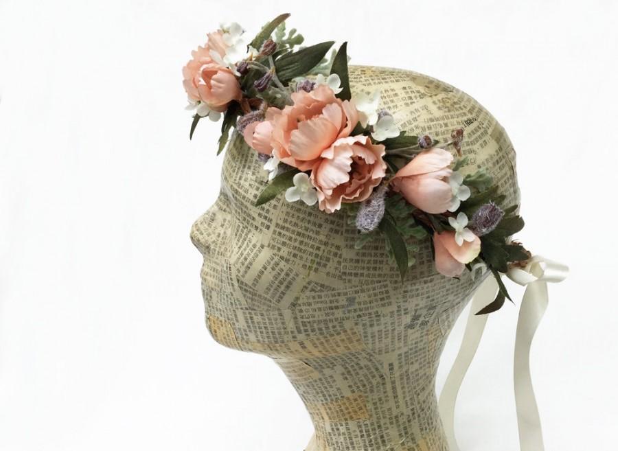 زفاف - Pink Woodland Bridal Flower Crown - Bridal Headpiece, Bridal, Floral Crown, Pink and Ivory, Flower Headpiece, Pink, Blush, Wedding Crown