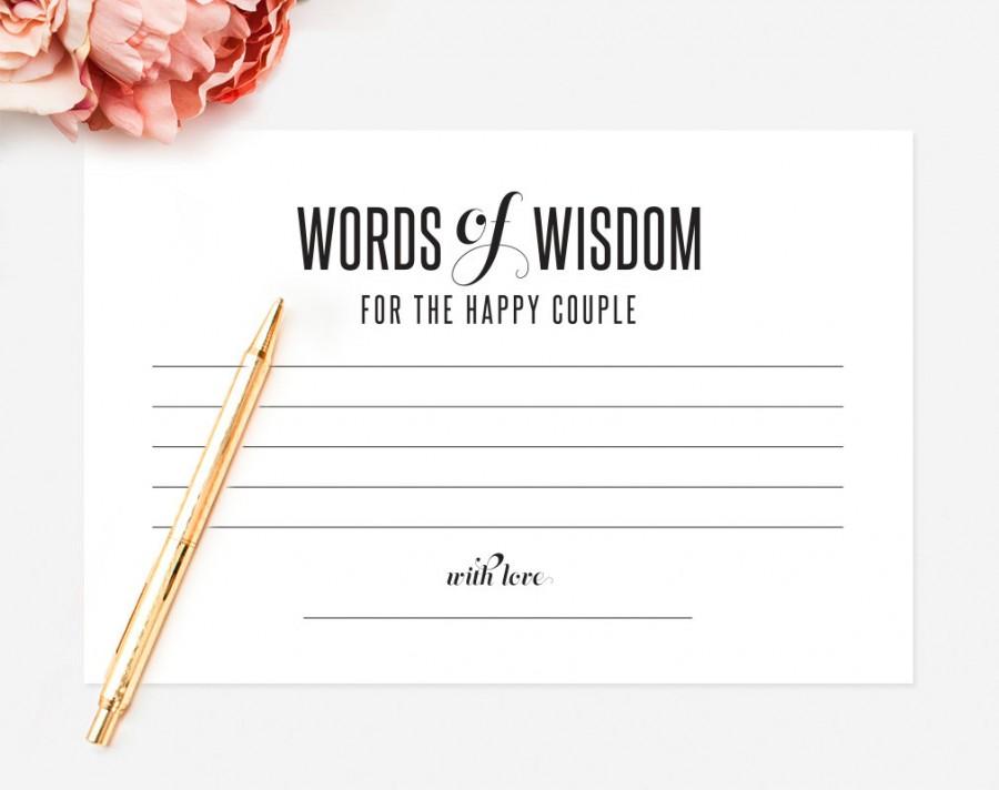 Mariage - Words of Wisdom Wedding Advice Printable Template Kraft Sign / Card - Marriage Advice Keepsake 