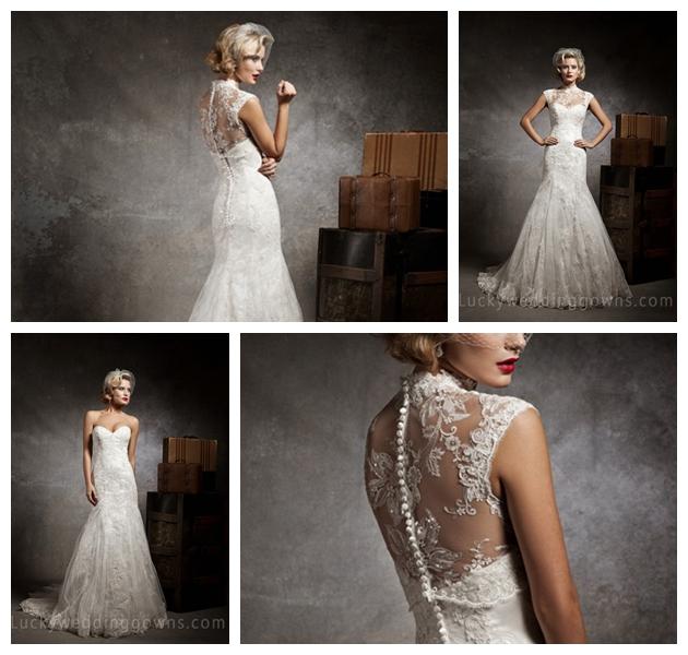 Hochzeit - Mermaid Lace and Tulle Embroidery Wedding Dress with Sleeveless Jacket