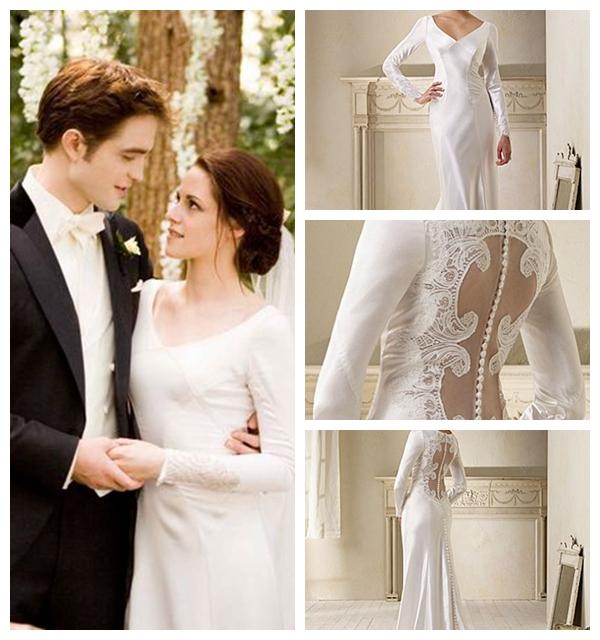زفاف - Long Sleeves Button Cut out Back Lace Embellishments Wedding Dress