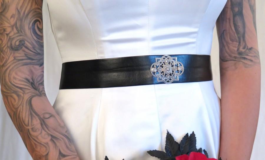 Mariage - Steampunk Wedding belt , Bridal Black Belt , Bridal sash ,  wedding accessory , Wedding Belt , Bridal Accessories