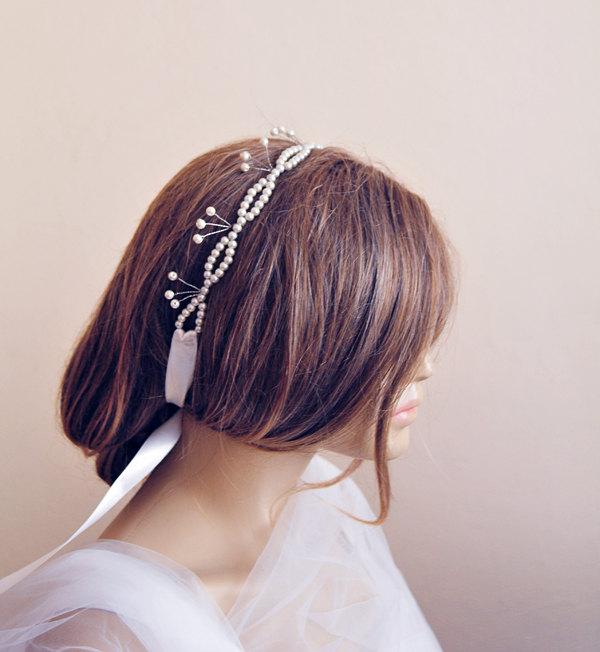 Hochzeit - Wedding bridal headband, Pearl, hairband, wedddings, Hair Accessory, hair accessories, Headpieces, headpiece, gift ideas, etsy, women