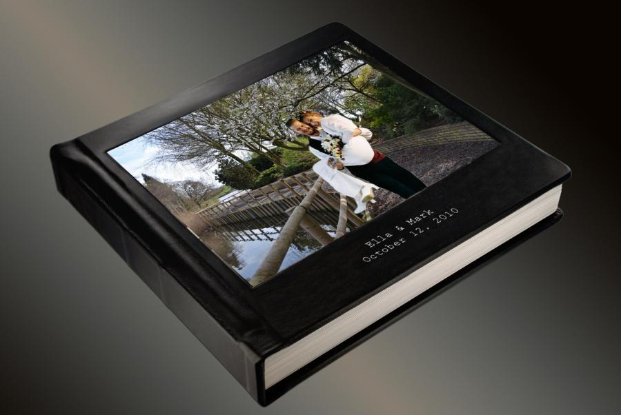Wedding - Photo Album Flush Mount Wedding Album with Full Cameo and 2 lines of Imprinting - Custom Photo Album 10 x 10 Leatherette Cover