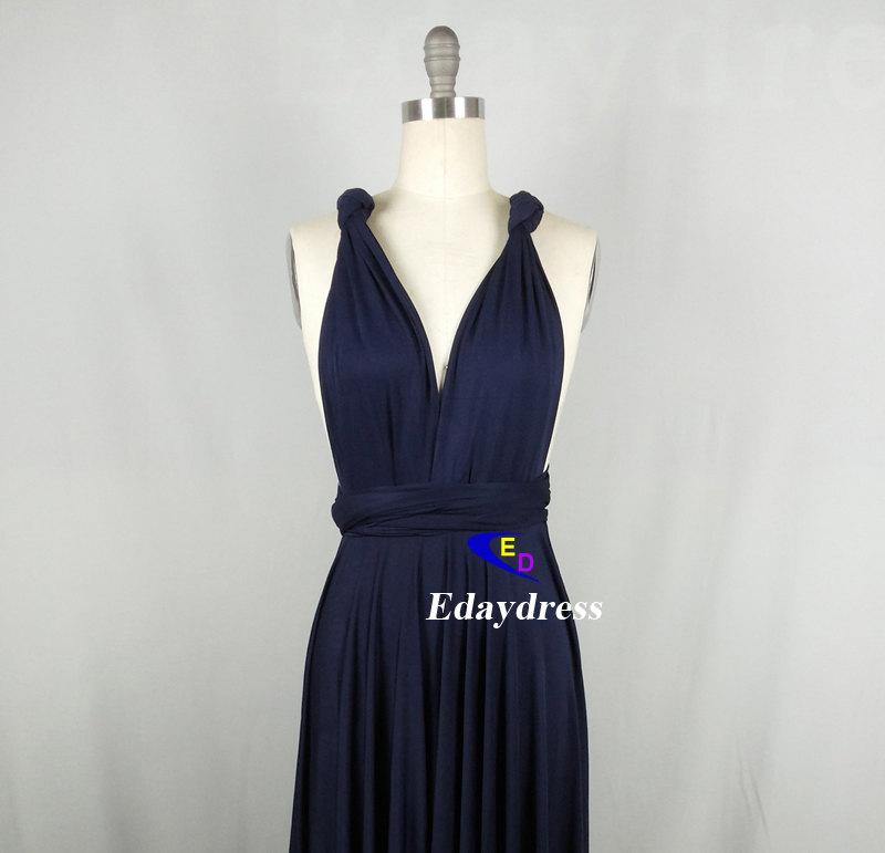 Mariage - Bridesmaid Dress Infinity Dress Navy Floor Length Wrap Convertible Dress Wedding Dress