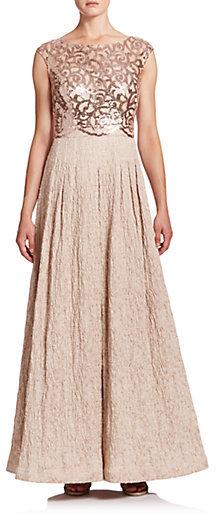 Mariage - Kay Unger Sequined Jacquard Ball Gown