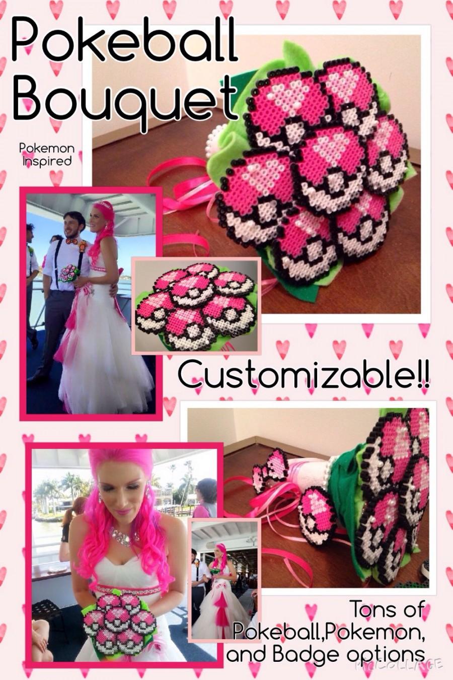 Wedding - Customizable Pokemon Pokeball Bouquet  8Bit Perler