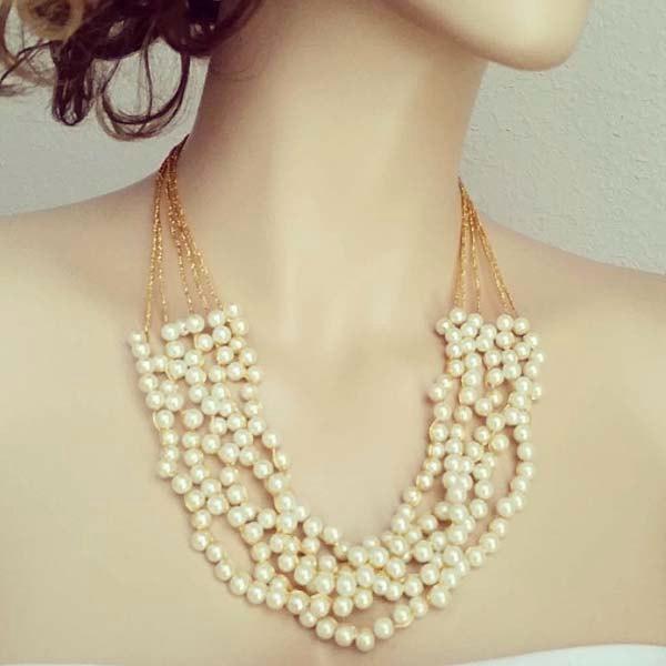 Свадьба - Gold Bridal Necklace, Pearl Necklace Wedding, Bridal Necklace Gold, Pearls, Weddings Necklace, Statement Necklace, Gold Wedding Gift, DOREN