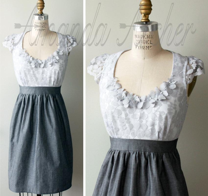 Wedding - Enchantment Dress, Pewter and Charcoal Gray, MADE TO ORDER
