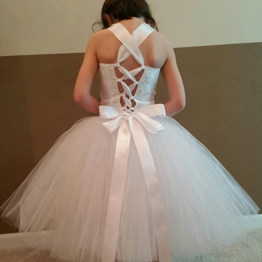 زفاف - Ivory corset flower girl dress/ Wedding vintage flower girl tutu/ Junior bridesmaids dress/ Size 1T up to 12T (many colors available)