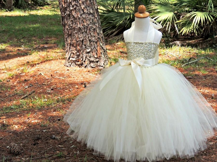 Hochzeit - Ivory Sequin Tutu Dress, Sequin Flower Girl Dress, Sequin Tutu Dress, Birthday Tutu Dress, Sequin Tutu Skirt