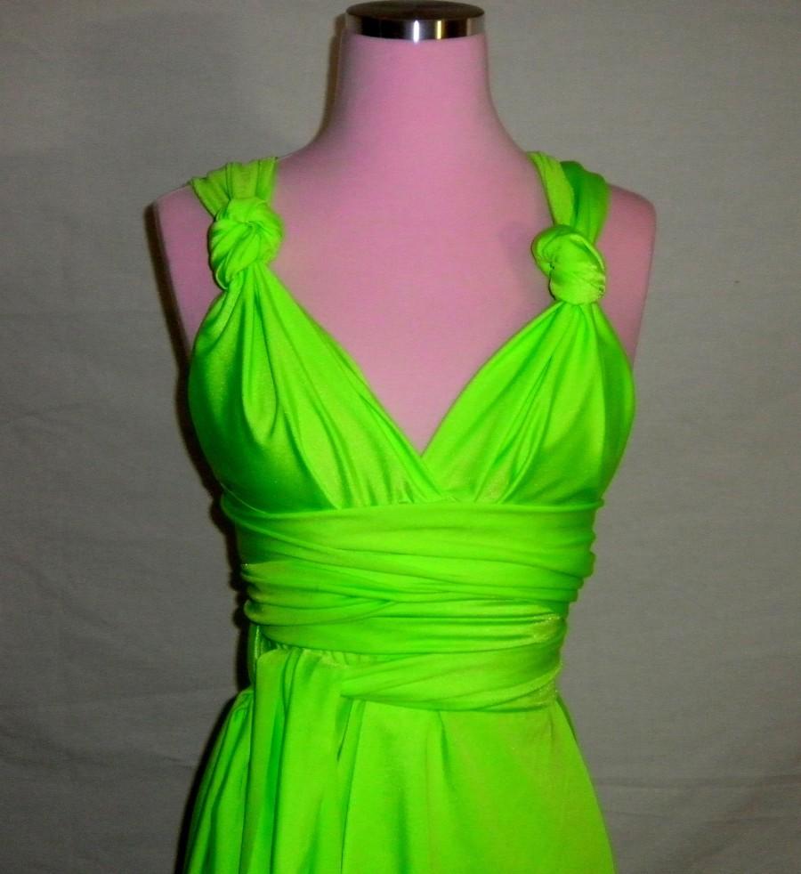 Wedding - Neon Green Convertible Dress...Bridesmaids, Date Night, Cocktail Party, Prom, Special Occasion, Beach, Vacation