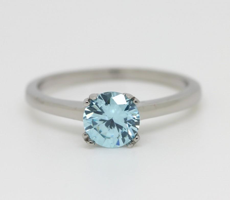 Hochzeit - Genuine Aquamarine 1ct solitaire ring in Titanium or White Gold - engagement ring - wedding ring - handmade ring