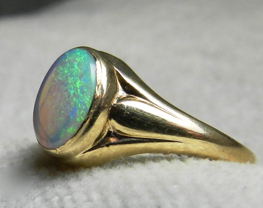 Свадьба - Opal Ring Opal Engagement Ring Gold 1920s 30s Art Deco Opal Ring October Birthstone