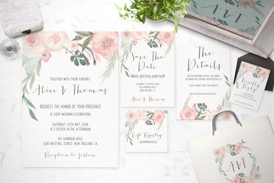 Mariage - Printable Wedding Invitation Suite - Customizable Wedding Invites - DIY Wedding Invitation Set