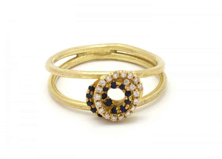 Wedding - Blue Sapphire engagement ring - Sapphire diamond ring - 18k gold engagement Ring - diamond engagement ring - Blue Sapphire ring
