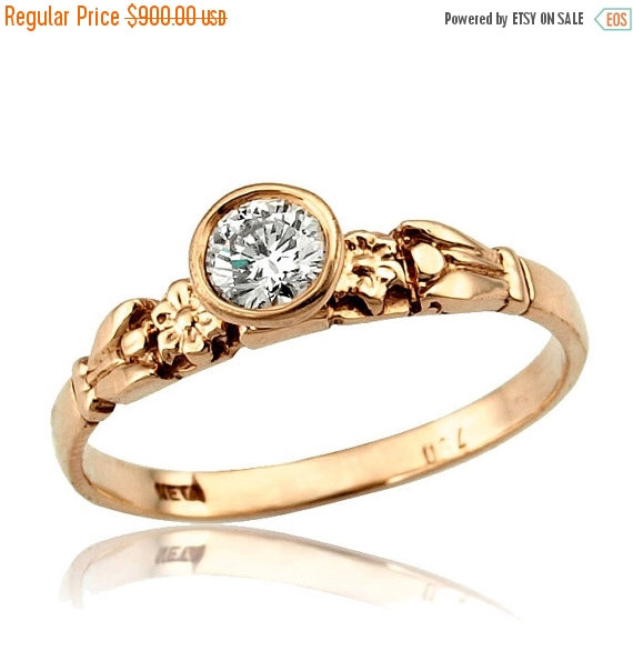 Wedding - Valentines Day SALE, Rose Gold Engagement Ring, Diamond Ring, Rose Gold Ring, Gold Engagement Ring, Wedding Band, Rose Gold, Vintage Style