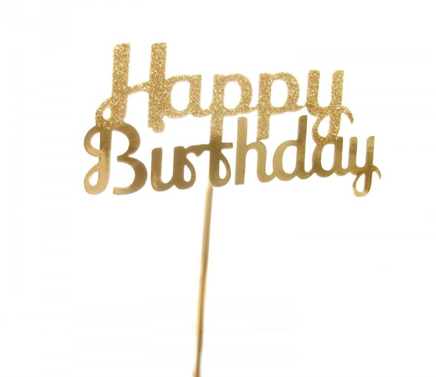 Wedding - Gold Glitter & Shimmer  Happy Birthday Cake Topper - Cake Bunting, birthday, birthday cake decor, gold birthday cake topper