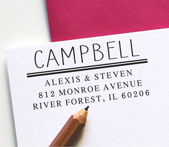 Wedding - Self Inking Stamp or Wood Rubber Stamp - Personalized Address Stamp (136)