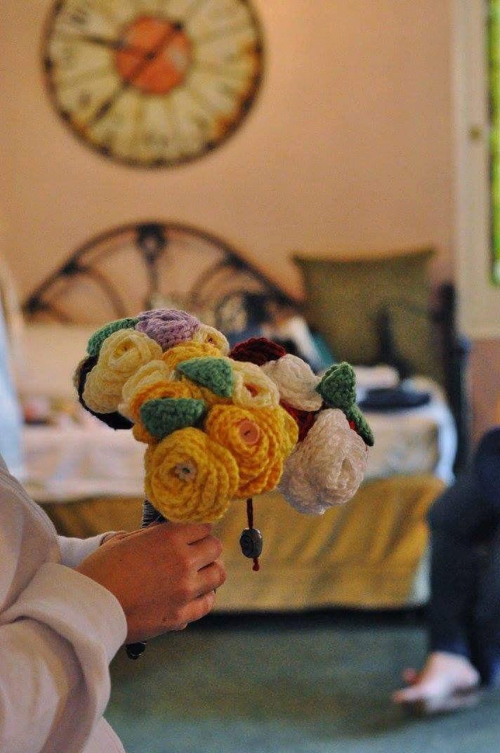 زفاف - Hand Crocheted Bouquet for Weddings, Decoration