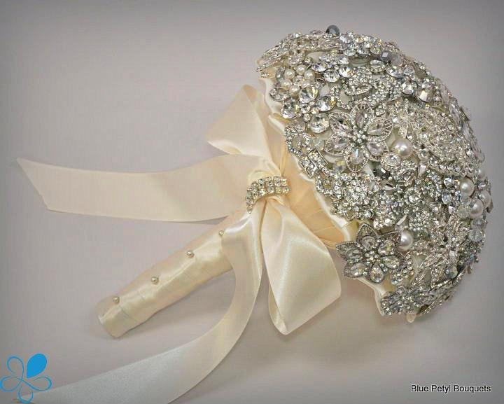 زفاف - MEDIUM Diamante Brooch Bouquet - by Blue Petyl - Bridal Bouquet - Wedding Bouquet