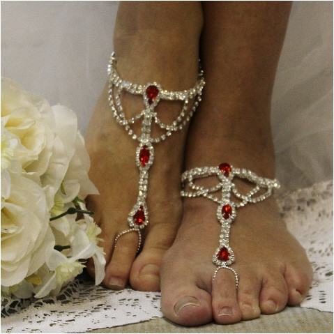 زفاف - red barefoot sandals