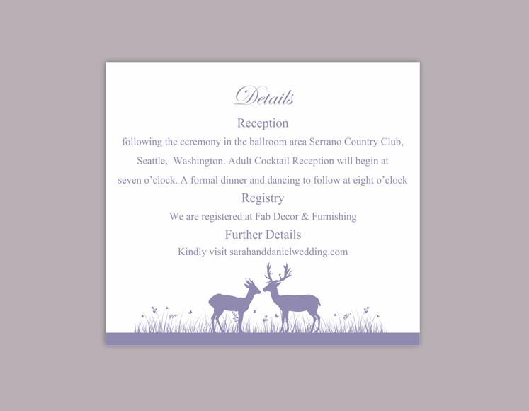 Mariage - DIY Wedding Details Card Template Editable Word File Instant Download Printable Details Card Lavender Purple Details Card Information Cards