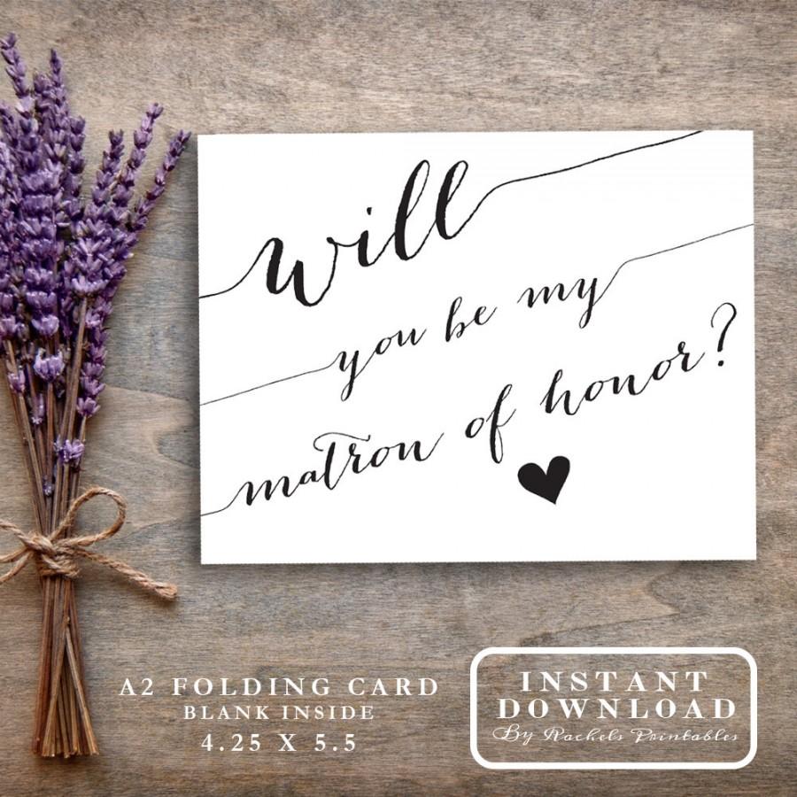 Matron Of Honor Card Printable Will You Be My Matron Of Honor Ask Matron Of Honor Proposal Bridal Party Cards 2452056 Weddbook