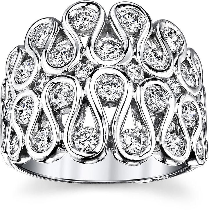 Hochzeit - MODERN BRIDE Sirena 1 CT. T.W. Diamond 14K White Gold Swirl Dome Ring