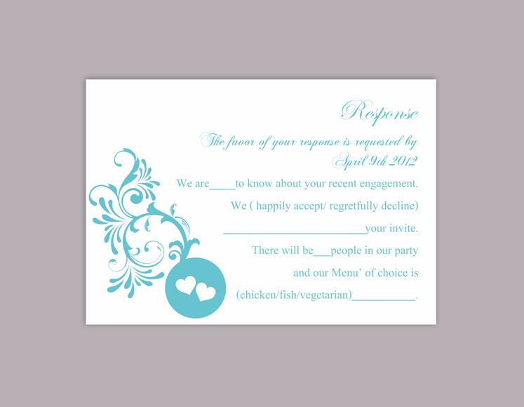 Hochzeit - DIY Wedding RSVP Template Editable Word File Instant Download Rsvp Template Printable RSVP Cards Turquoise Teal Rsvp Card Elegant Rsvp Card