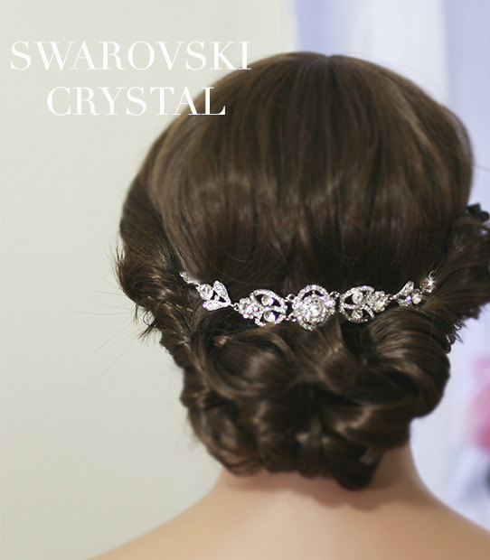 زفاف - Swarovski Crystal Art Deco Bridal Headpiece  