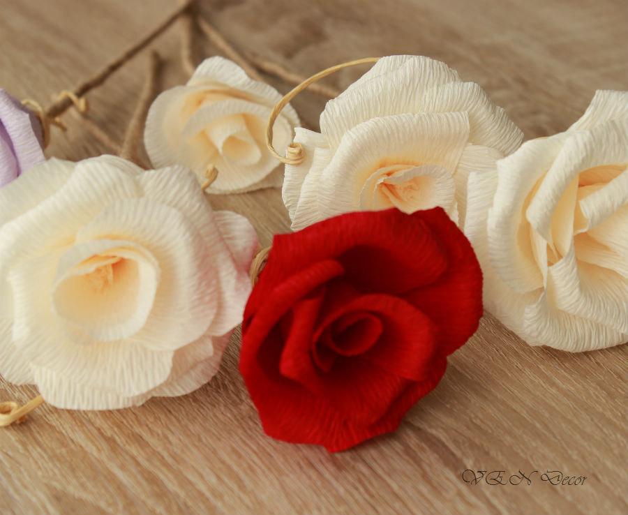 زفاف - 10 Stemmed Roses, Paper Flower Decor, Rustic Flower Centerpiece, Wedding Table Centerpiece, Rose Centerpiece, Wedding Flower Decorations