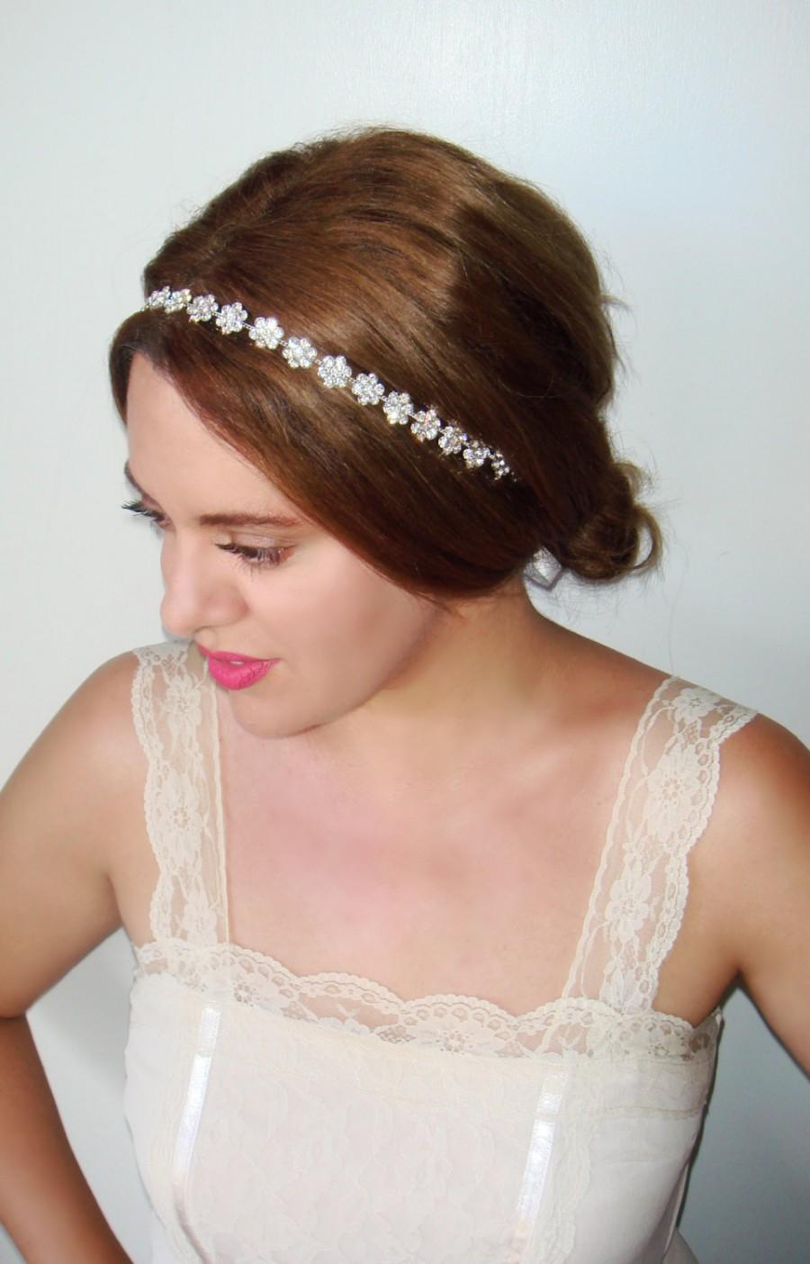Wedding - Rhinestone Headband, Bridal headband, Wedding headpiece, Bridal hairpiece, Silver bridal, Wedding Headband, Hair Accessory- Bloom