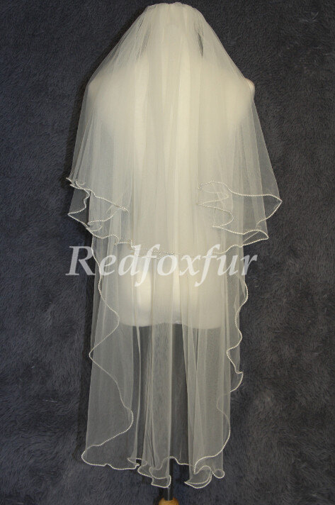 زفاف - 2T White Ivory Bridal Veil - Pearl Edge Bridal Veil + Comb - Eli veil -bridal accessory