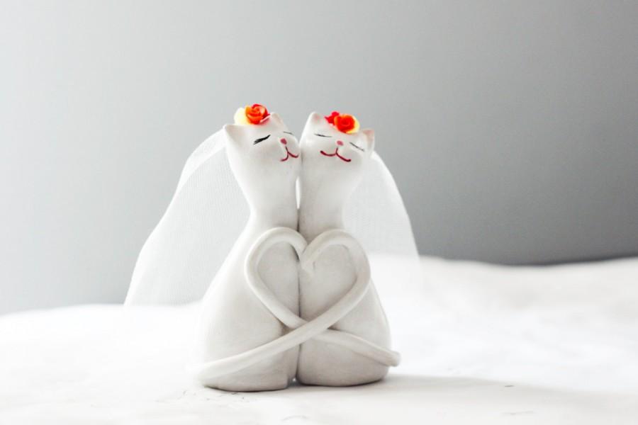 Wedding - Same sex Cats wedding cake topper, Lesbian cake topper