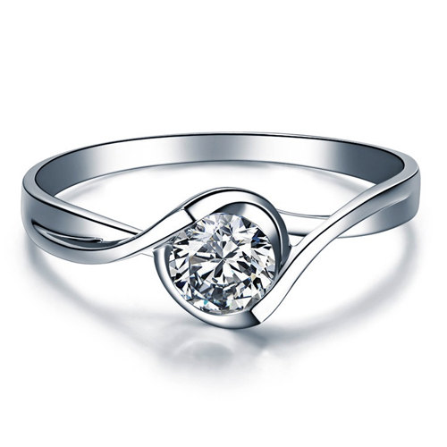Свадьба - Round Shape Twsited Diamond Engagement Ring 14k White Gold or Yellow Gold Art Deco Diamond Ring