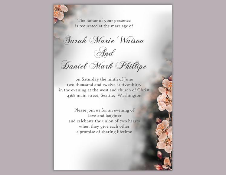 Mariage - DIY Wedding Invitation Template Editable Word File Download Printable Invitation Orange Invitation Flower Invitation Peach Invitation